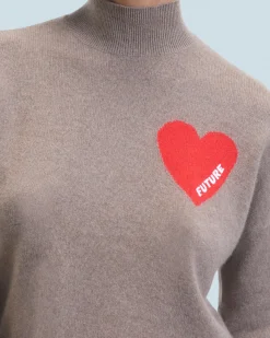 FROM FUTURE Pullover Collo alto Cuore Leggero Taupe Hot