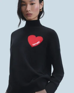 FROM FUTURE Pullover Collo alto Cuore Leggero Nero Outlet