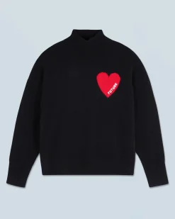FROM FUTURE Pullover Collo alto Cuore Leggero Nero Outlet