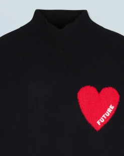 FROM FUTURE Pullover Collo alto Cuore Leggero Nero Outlet