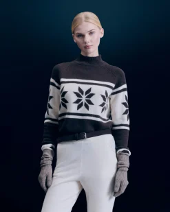 FROM FUTURE Pullover Collo alto Fiocchi di neve Cioccolato New