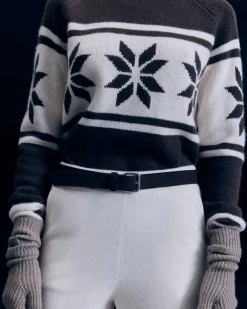 FROM FUTURE Pullover Collo alto Fiocchi di neve Cioccolato New