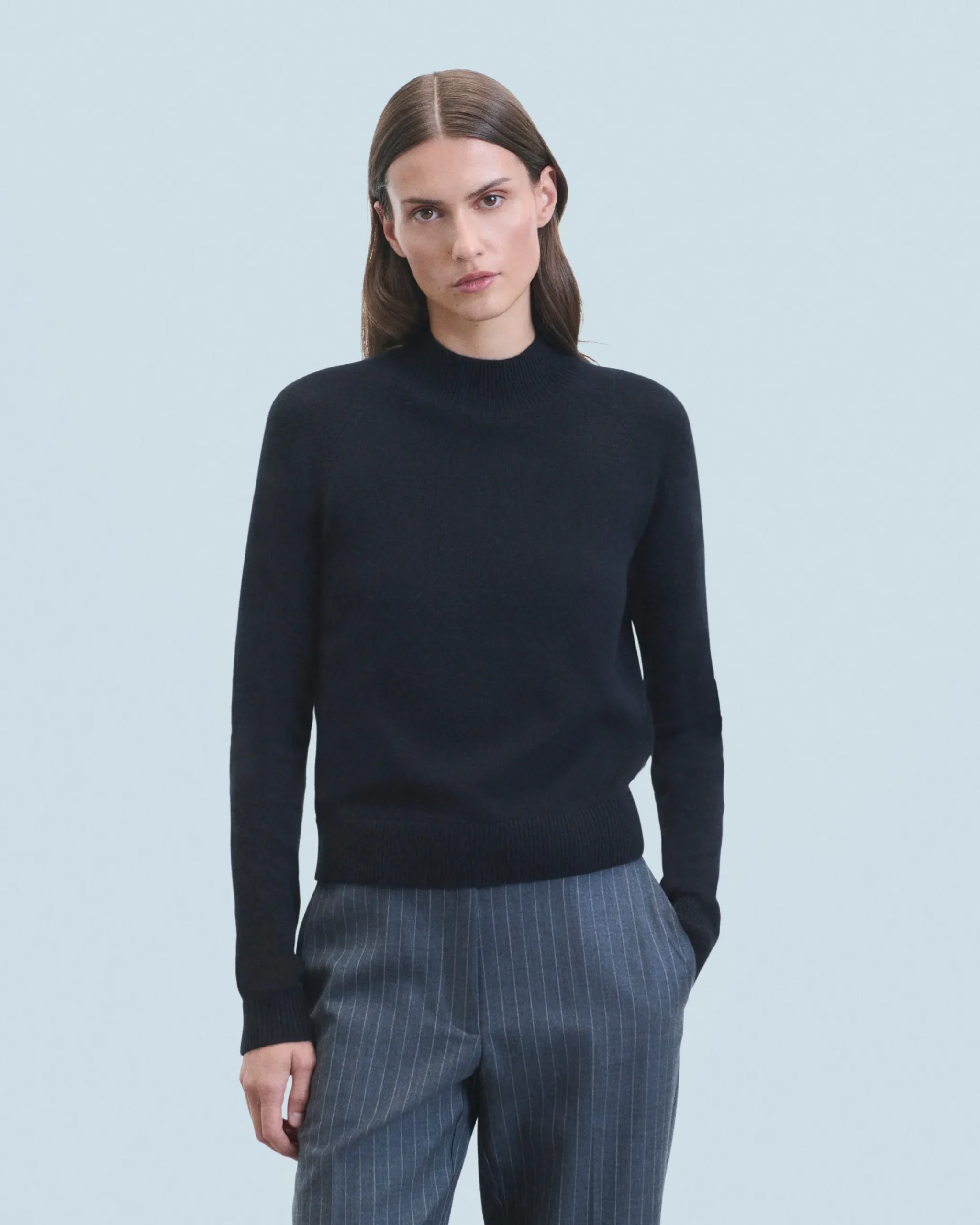 FROM FUTURE Pullover Collo alto Leggero Nero Cheap