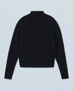 FROM FUTURE Pullover Collo alto Leggero Nero Cheap