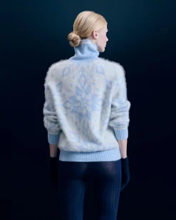 FROM FUTURE Pullover Collo dolcevita Hairy con Motivo Fiocchi di neve BabyBlue Store