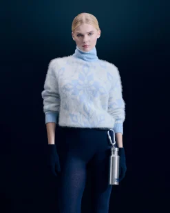 FROM FUTURE Pullover Collo dolcevita Hairy con Motivo Fiocchi di neve BabyBlue Store