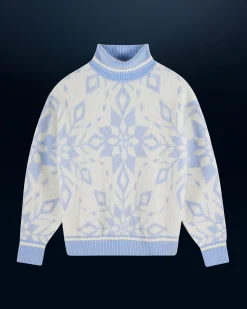 FROM FUTURE Pullover Collo dolcevita Hairy con Motivo Fiocchi di neve BabyBlue Store
