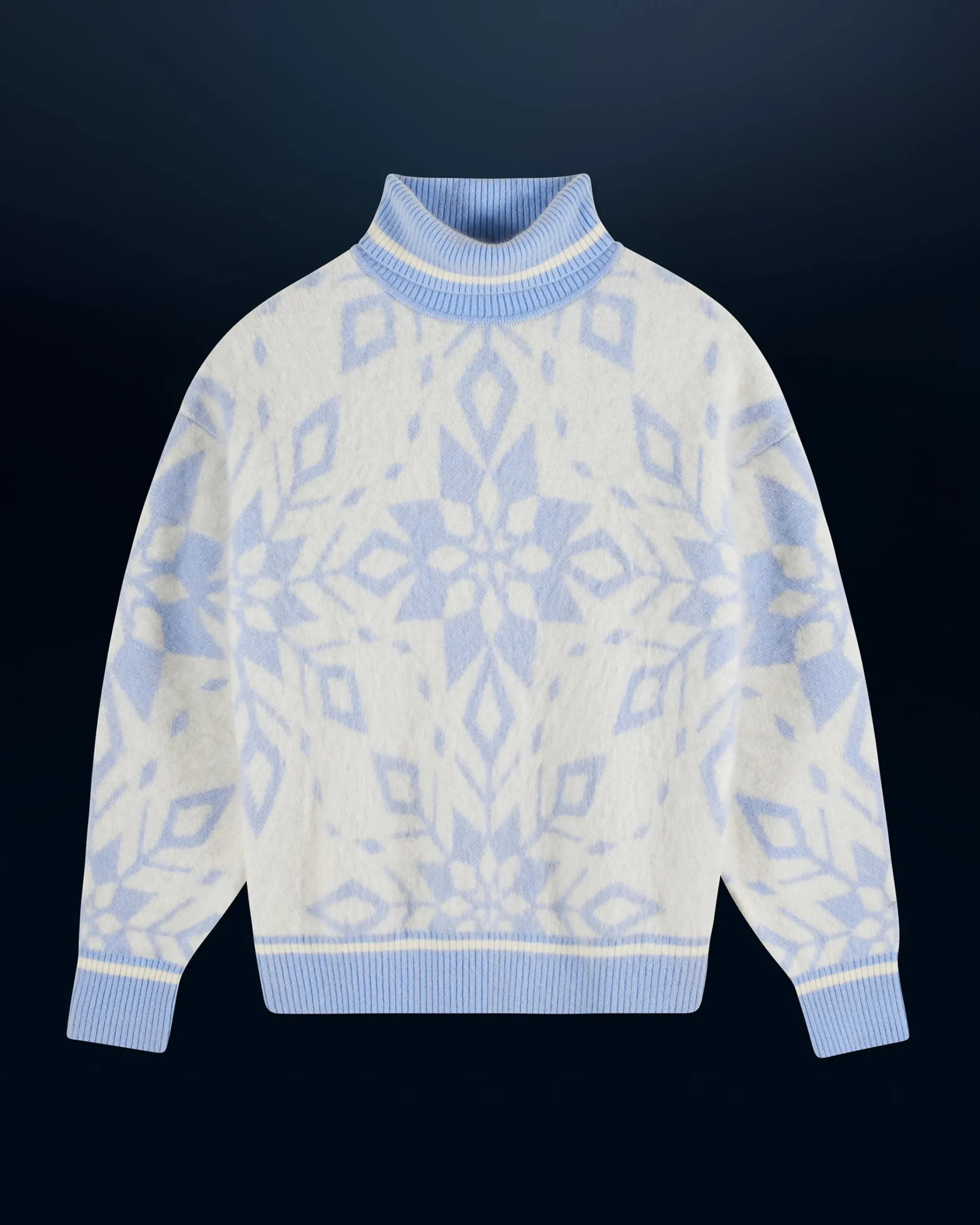 FROM FUTURE Pullover Collo dolcevita Hairy con Motivo Fiocchi di neve BabyBlue Store