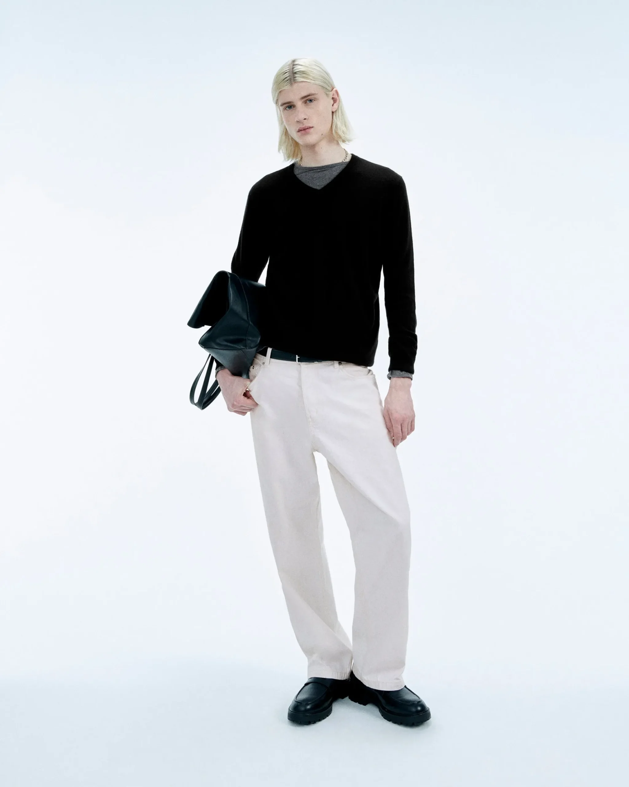 FROM FUTURE Pullover Scollo a V Nero Flash Sale