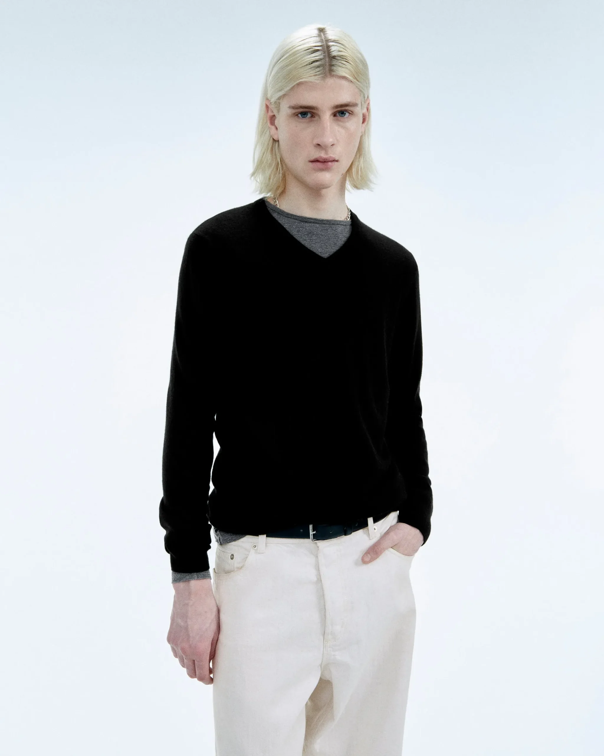 FROM FUTURE Pullover Scollo a V Nero Flash Sale