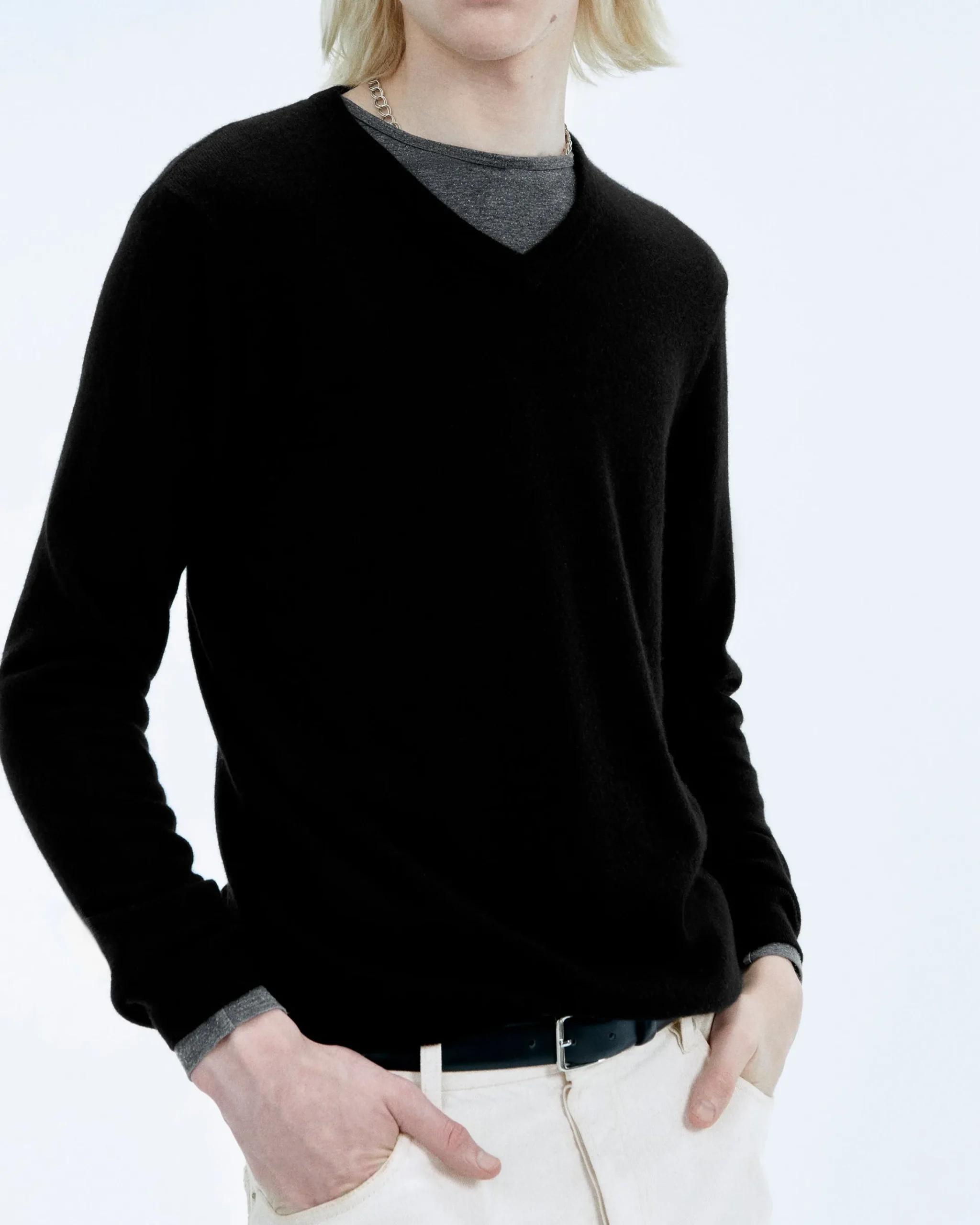 FROM FUTURE Pullover Scollo a V Nero Flash Sale