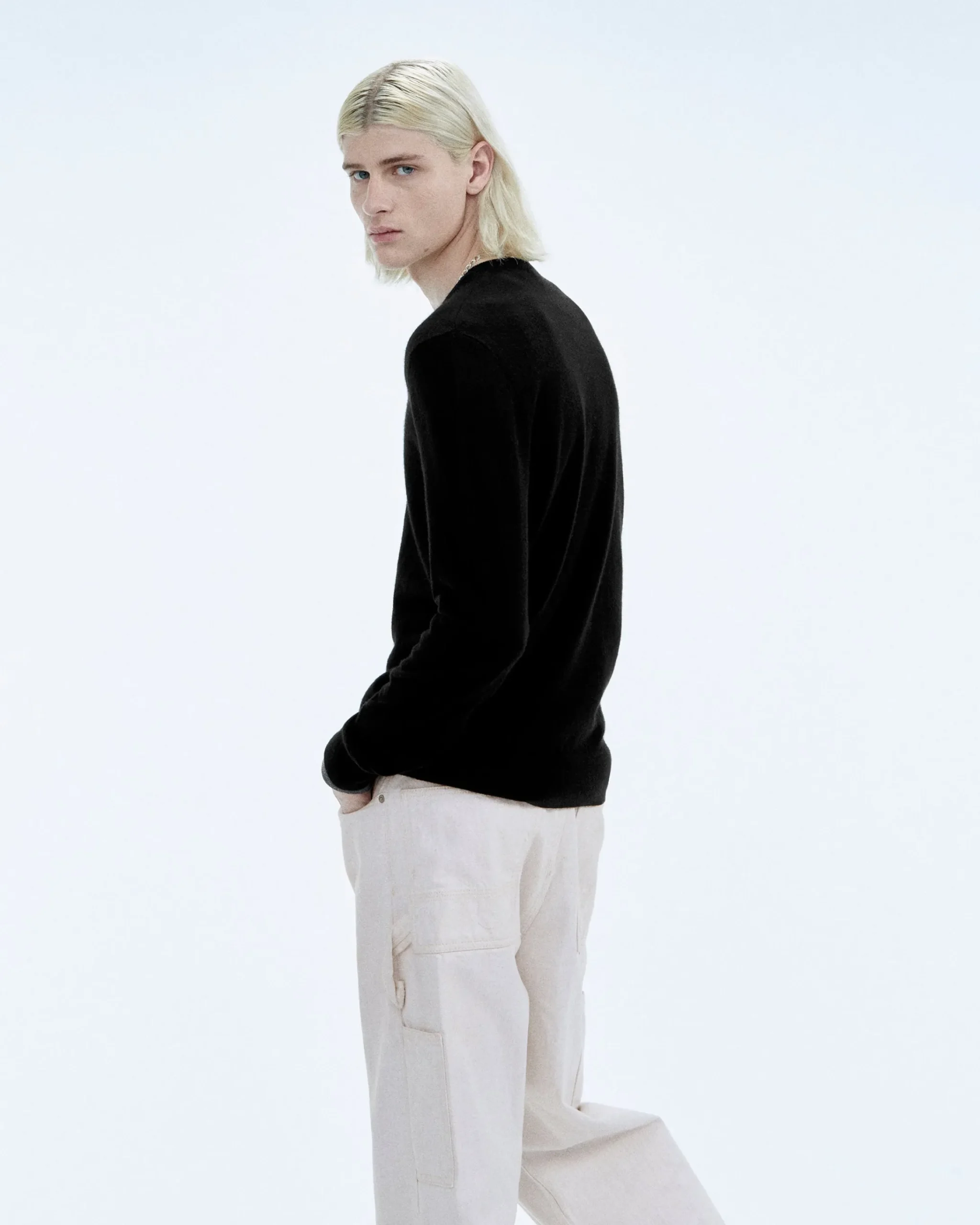 FROM FUTURE Pullover Scollo a V Nero Flash Sale