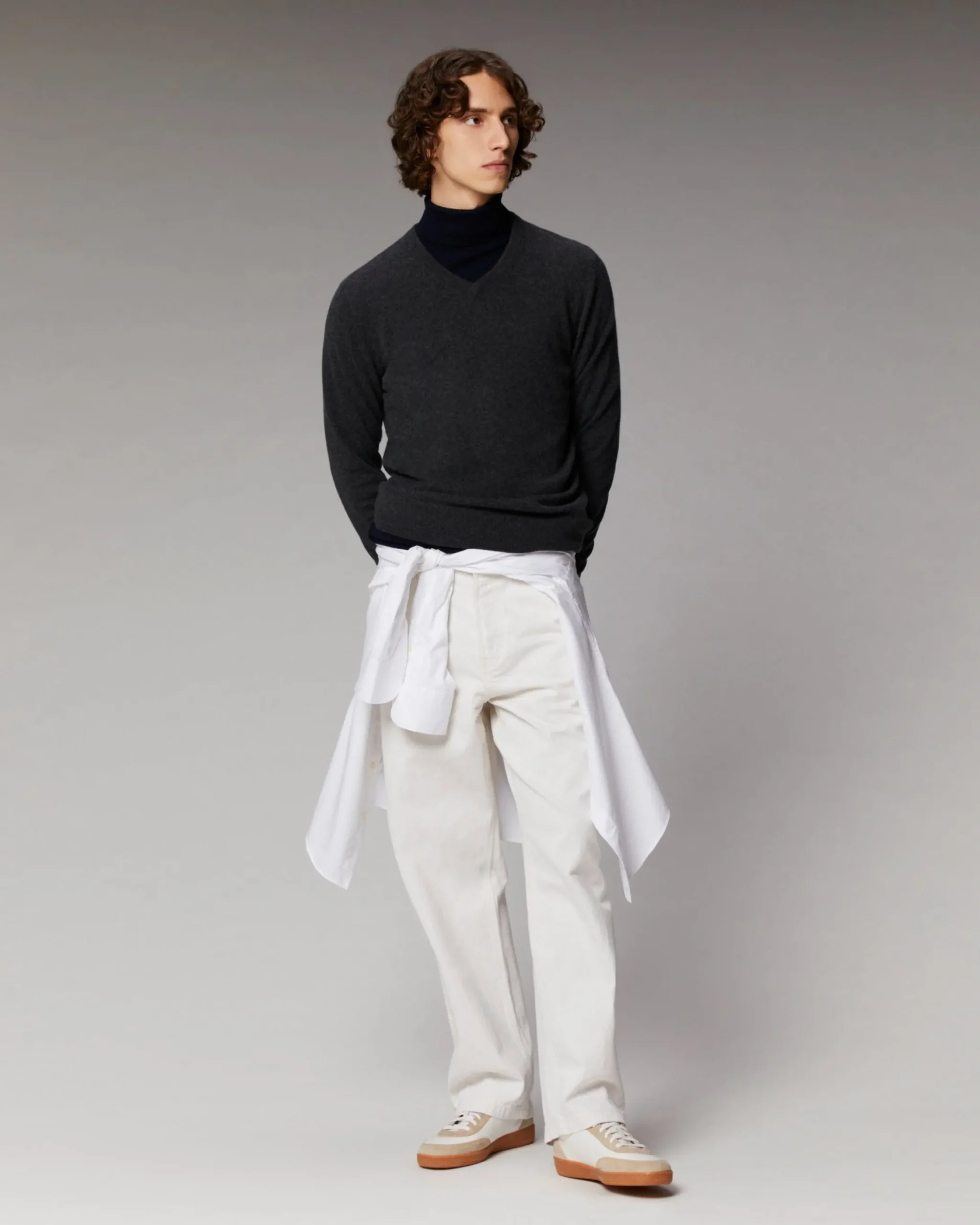 FROM FUTURE Pullover Scollo a V Basic Grigioantracite Cheap