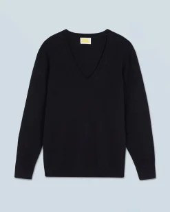 FROM FUTURE Pullover Scollo a V Basic Nero Sale