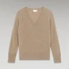 FROM FUTURE Pullover Scollo a V Oversize Leggero Taupe Cheap