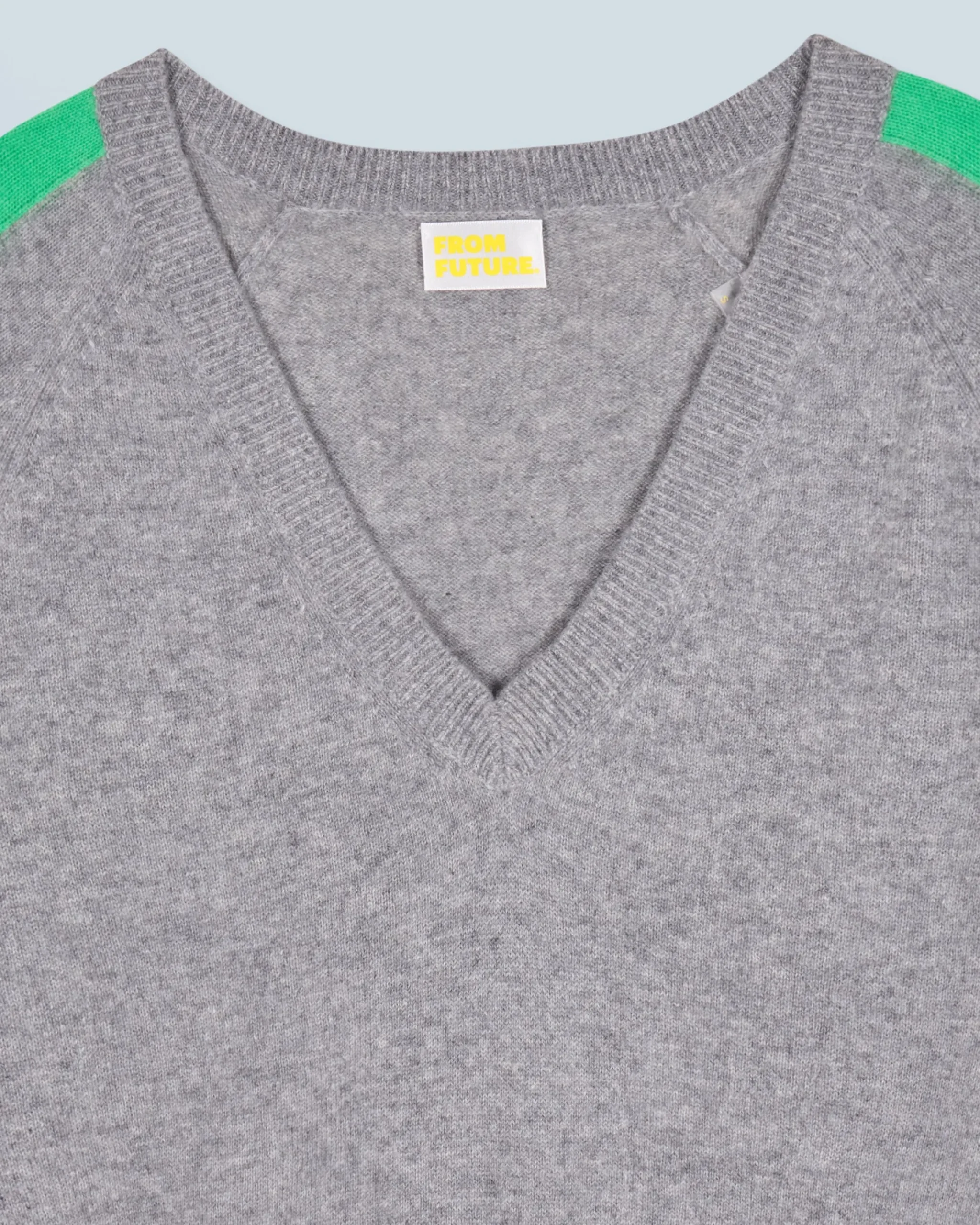 FROM FUTURE Pullover Scollo a V Oversize Bande bicolori Leggero Grigioericascuro Discount
