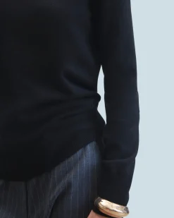 FROM FUTURE Pullover Scollo tondo Basic Nero Discount