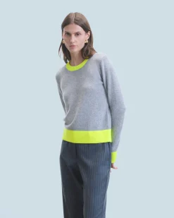 FROM FUTURE Pullover Scollo tondo Bicolore Leggero DarkHeatherGrey Store