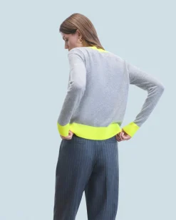 FROM FUTURE Pullover Scollo tondo Bicolore Leggero DarkHeatherGrey Store