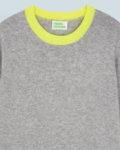 FROM FUTURE Pullover Scollo tondo Bicolore Leggero DarkHeatherGrey Store