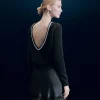 FROM FUTURE Pullover Scollo tondo Strass Schiena scoperta Nero Hot