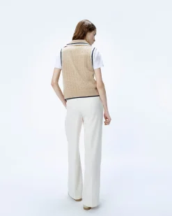 FROM FUTURE Pullover Senza maniche Uncinetto Beige Flash Sale