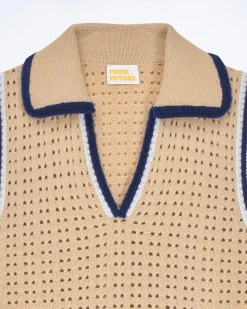 FROM FUTURE Pullover Senza maniche Uncinetto Beige Flash Sale