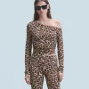 FROM FUTURE Top asimmetrico in jersey HotLeopard Outlet