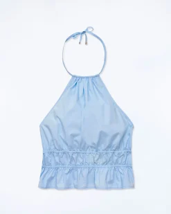 FROM FUTURE Top con Spallina Popeline BabyBlue Fashion