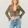 FROM FUTURE Top Maniche lunghe Bordi Pizzo WinterLeopard Fashion