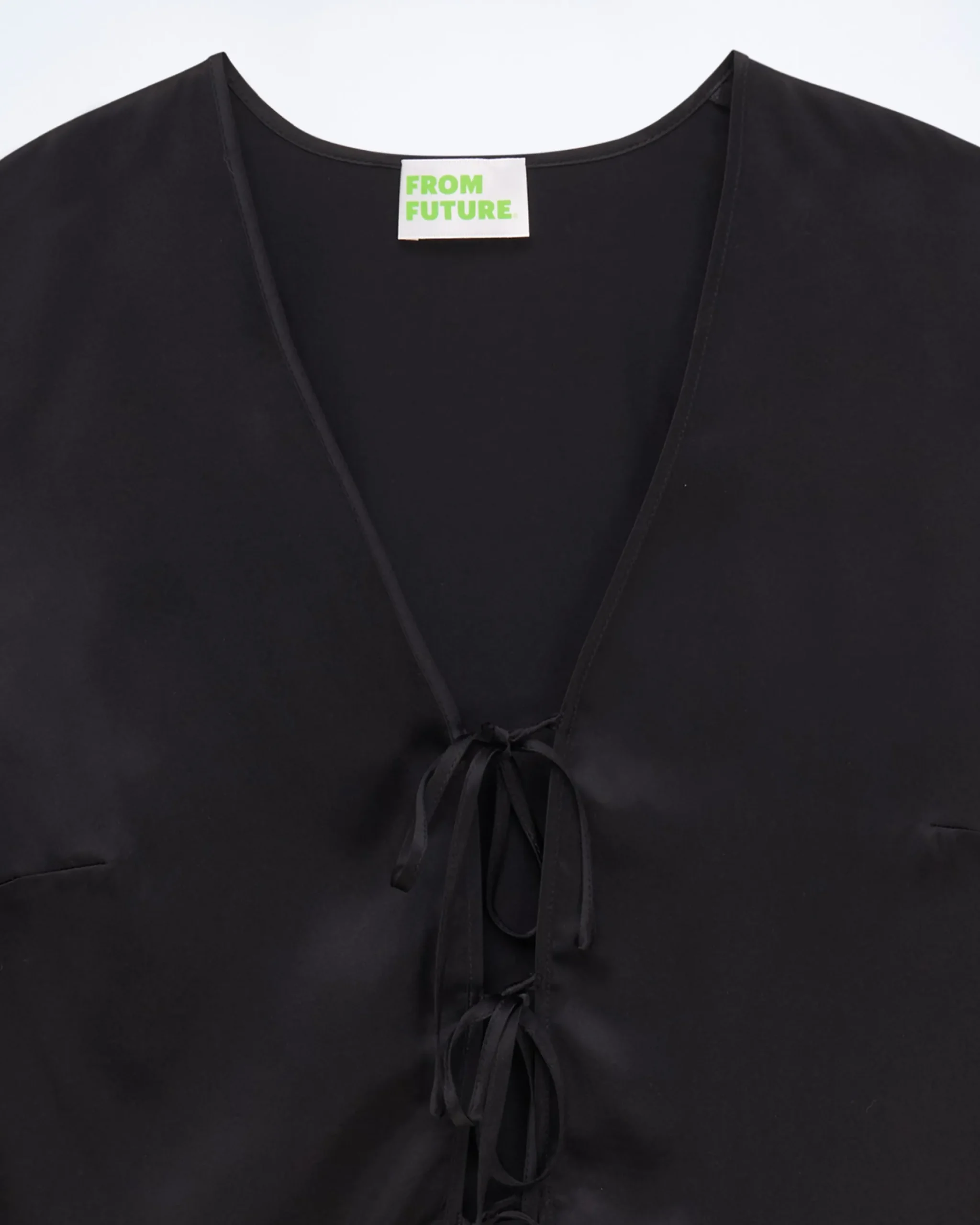 FROM FUTURE Top Maniche lunghe Bordi pizzo Nero Discount