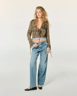 FROM FUTURE Top Maniche lunghe Bordi Pizzo WinterLeopard Fashion