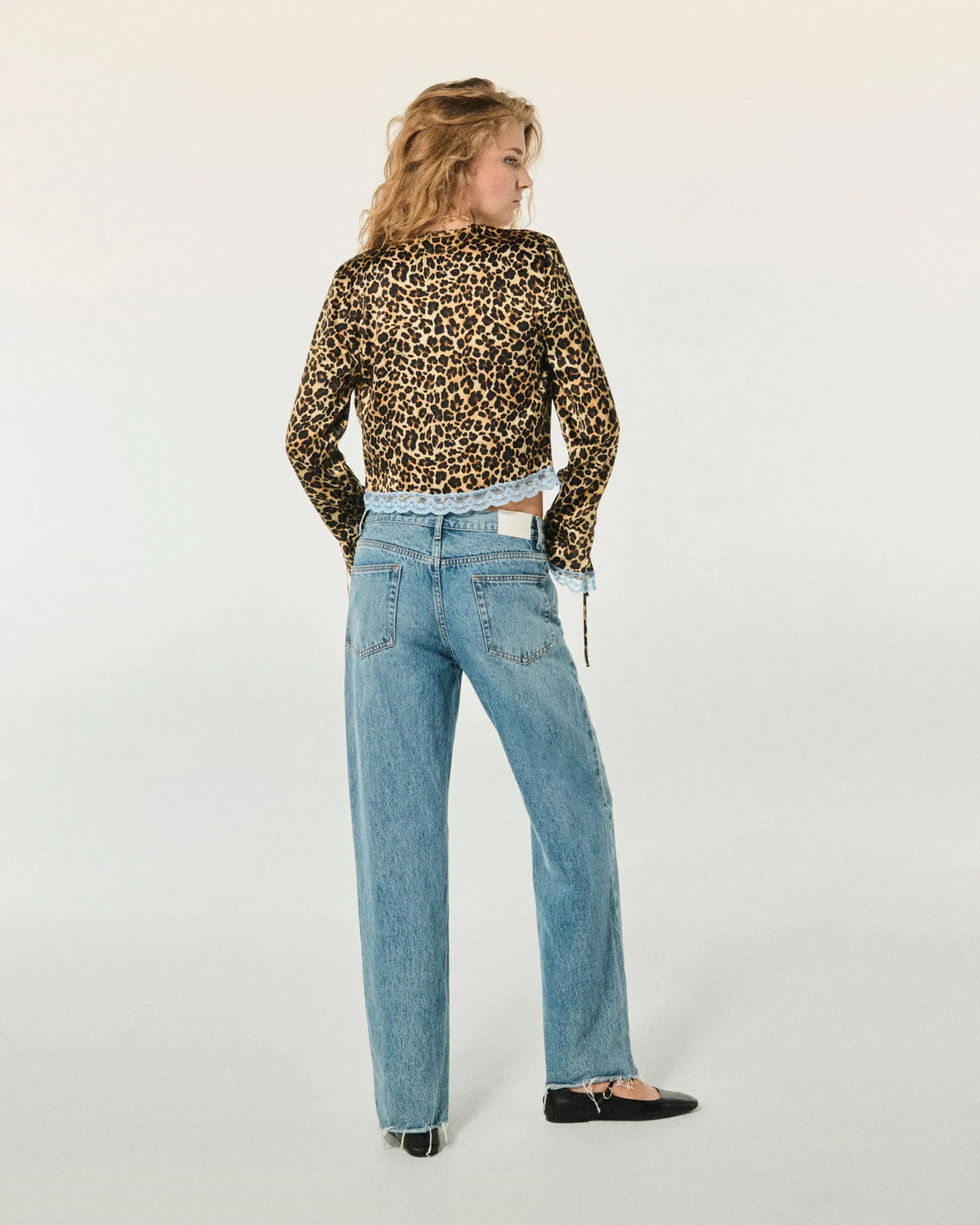 FROM FUTURE Top Maniche lunghe Bordi Pizzo WinterLeopard Fashion