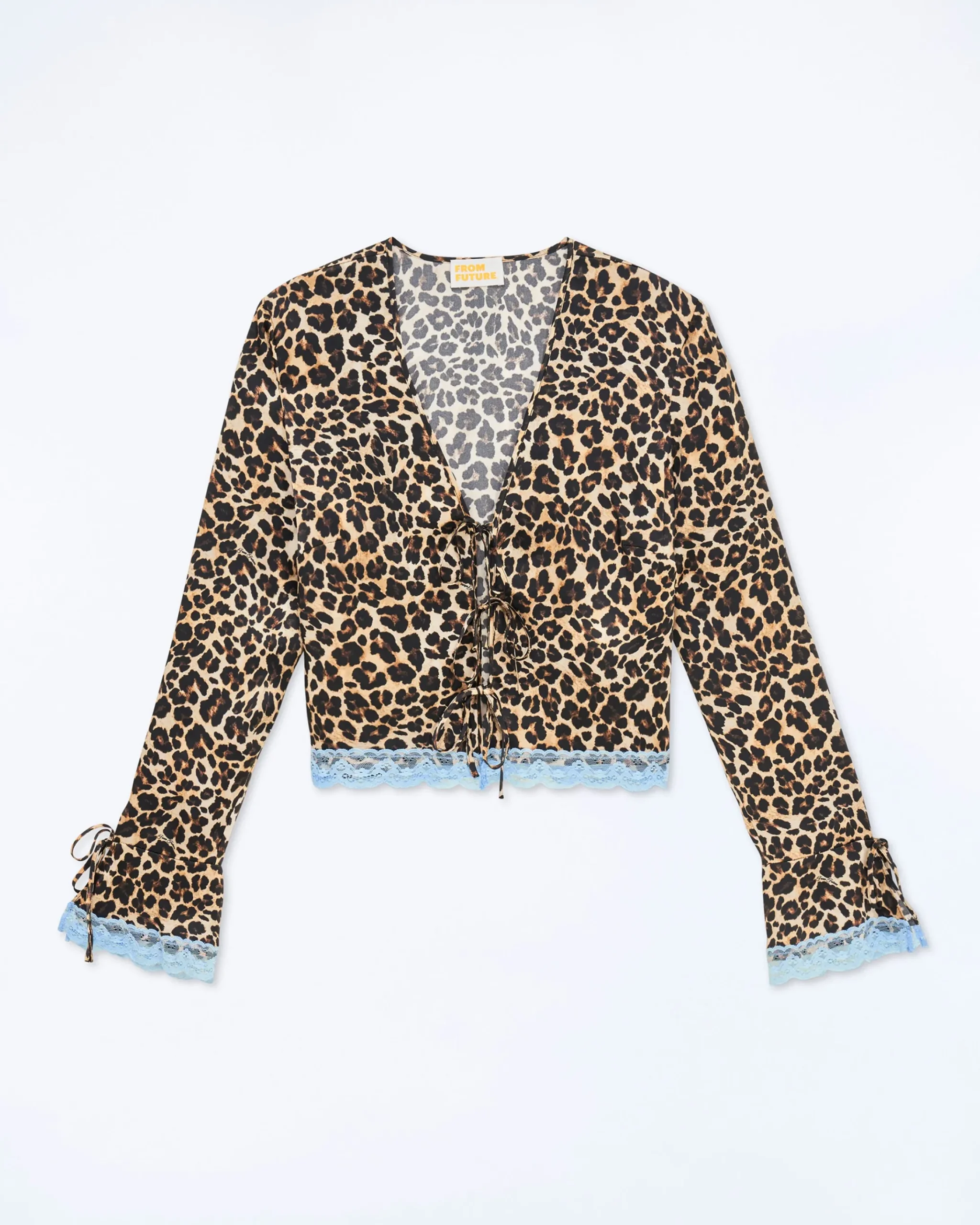 FROM FUTURE Top Maniche lunghe Bordi Pizzo WinterLeopard Fashion