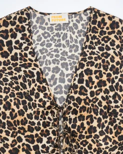 FROM FUTURE Top Maniche lunghe Bordi Pizzo WinterLeopard Fashion
