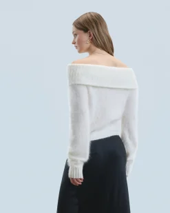 FROM FUTURE Top Maniche lunghe in Cashmere spazzolato Ecrù New