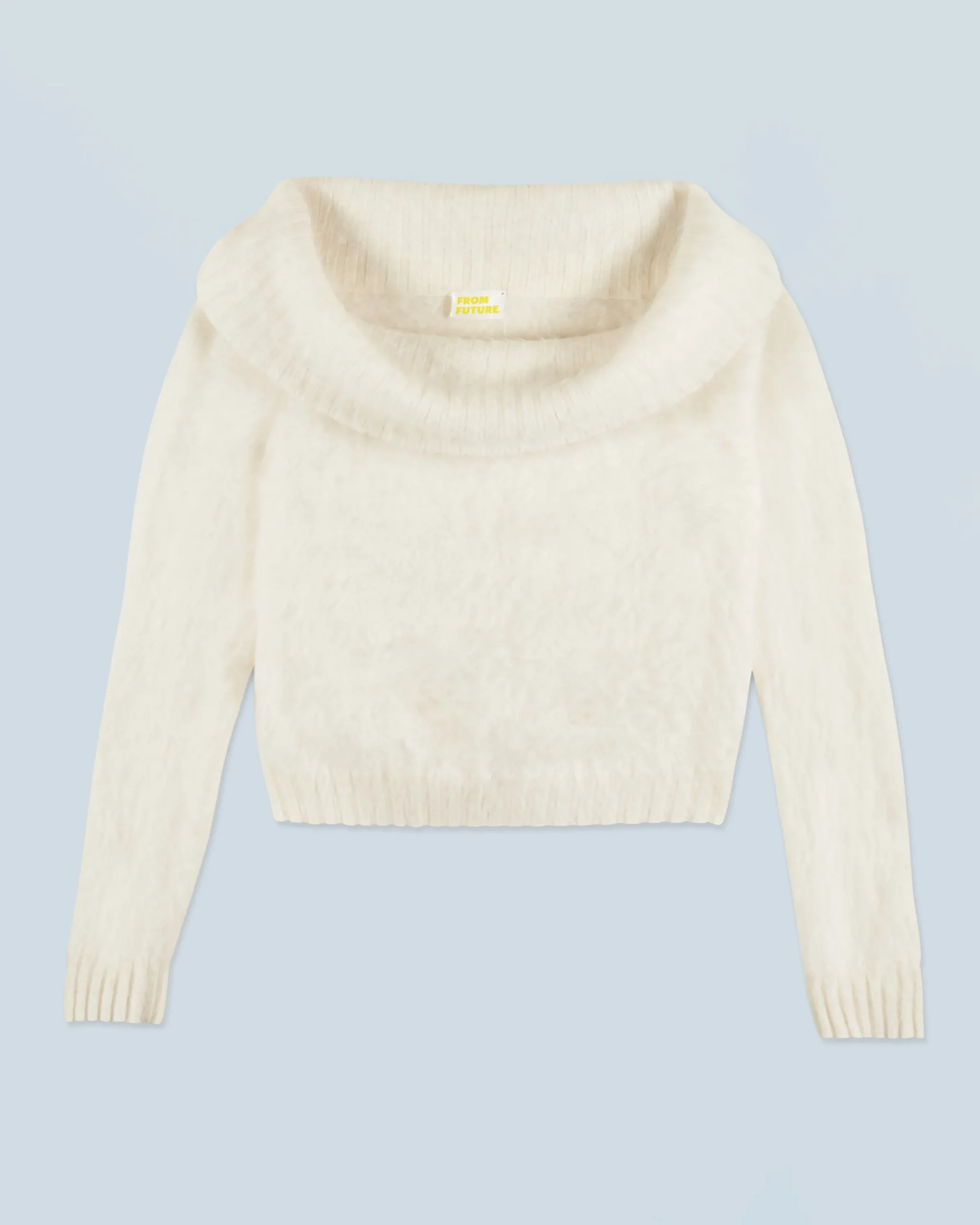 FROM FUTURE Top Maniche lunghe in Cashmere spazzolato Ecrù New