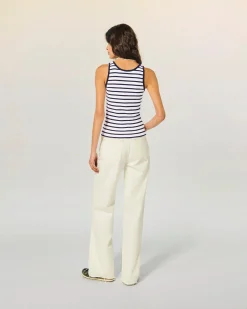 FROM FUTURE Top Spallina Ecru/blumarino Flash Sale