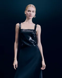 FROM FUTURE Top Spallina Lustrini Nero Best Sale