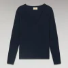FROM FUTURE T-Shirt Scollo a V Maniche lunghe Basic MarinaMilitare Fashion