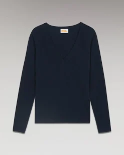 FROM FUTURE T-Shirt Scollo a V Maniche lunghe Basic MarinaMilitare Fashion