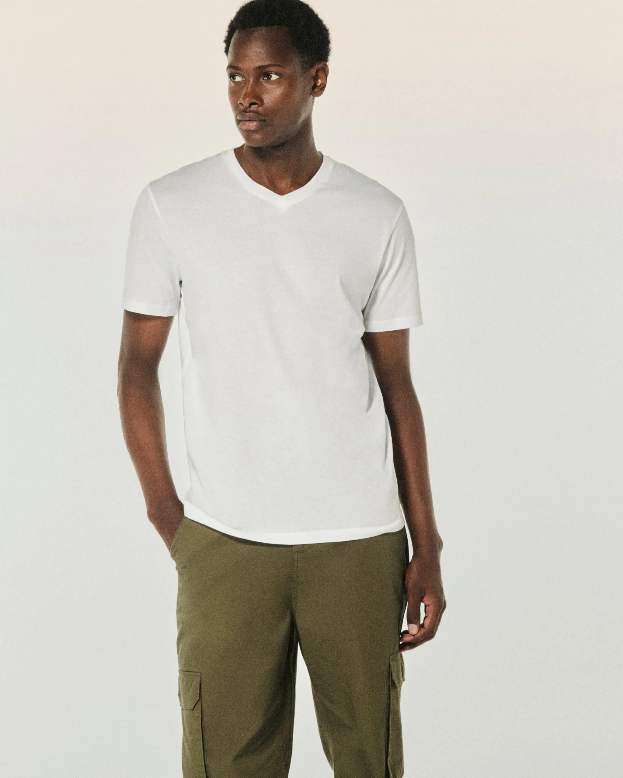 FROM FUTURE T-shirt Scollo a V Maniche corte Bianco Flash Sale