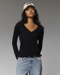 FROM FUTURE T-Shirt Scollo a V Maniche lunghe Basic MarinaMilitare Fashion