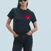 FROM FUTURE T-Shirt Scollo tondo Cuore Nero Cheap