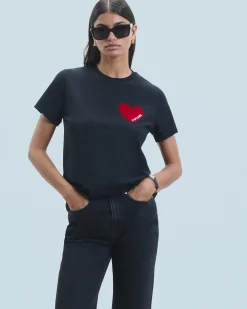 FROM FUTURE T-Shirt Scollo tondo Cuore Nero Cheap