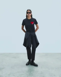 FROM FUTURE T-Shirt Scollo tondo Cuore Nero Cheap