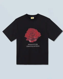 FROM FUTURE T-Shirt Scollo tondo Maniche corte Rosa Nero Fashion