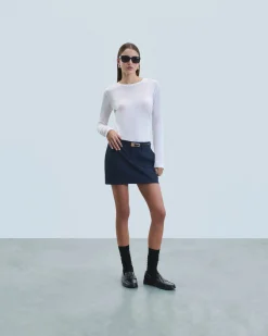FROM FUTURE T-Shirt Scollo tondo Maniche lunghe Bianco Cheap