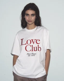 FROM FUTURE T-Shirt Scollo tondo Maniche corte Love Club Bianco Shop