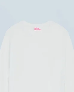 FROM FUTURE T-Shirt Scollo tondo Maniche lunghe Bianco Cheap